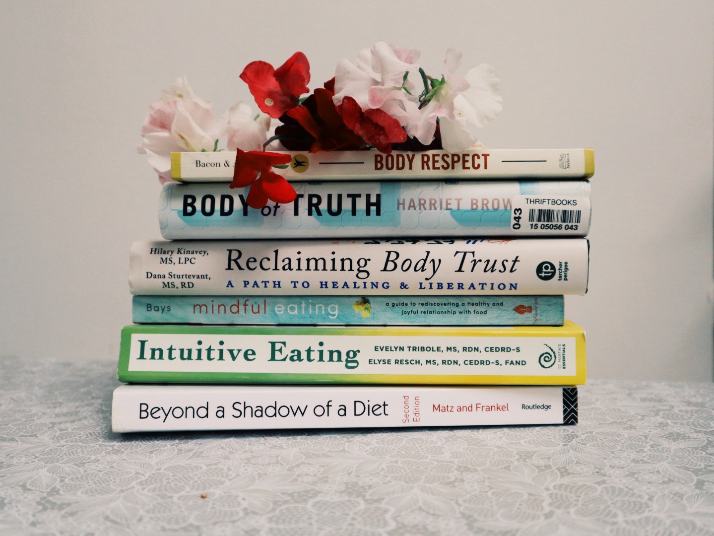 A stack of non-diet books.
