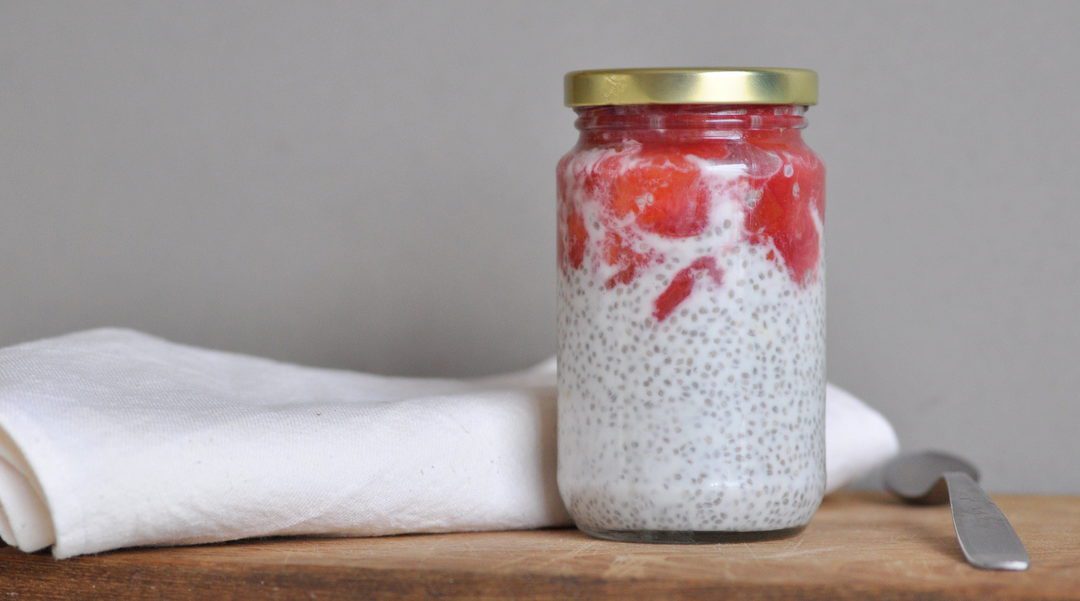 Lemony Chia Pudding with Stewed Plums