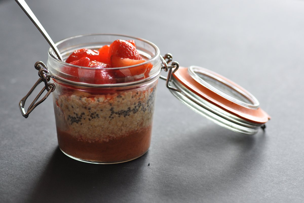Overnight Oats with Earl Grey infused Rhubarb Compote