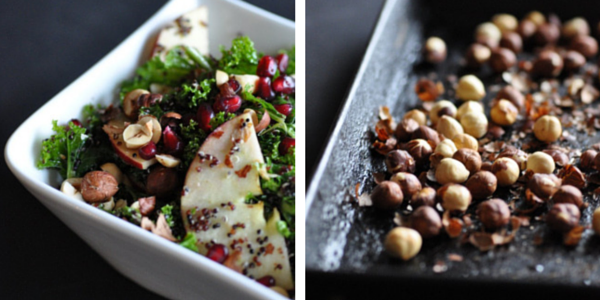 Black Quinoa Salad with Kale – Topped with Crunchy Apples & Toasted Hazelnuts